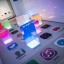 Gestyleeerde weergave van de impact van apps op de iPhone in het Apple Museum.