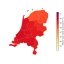 Binnentemperatuur in Nederland eind juni 2026 per provincie