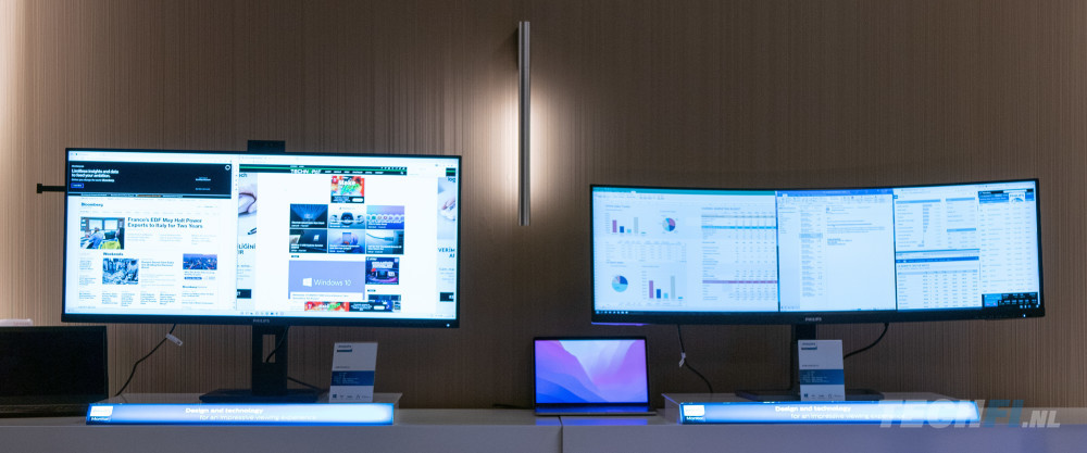 40-inch ultrawide en plat versus 45-inch superwide en gebogen: Philips 40B1U5601H (links) en Philips 45B1U6900CH (rechts)