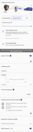 Sony Sound Connect app voor WH-1000XM6 - Ambient Sound Mode
