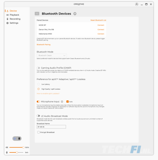 Creative-app bij de BT-W6