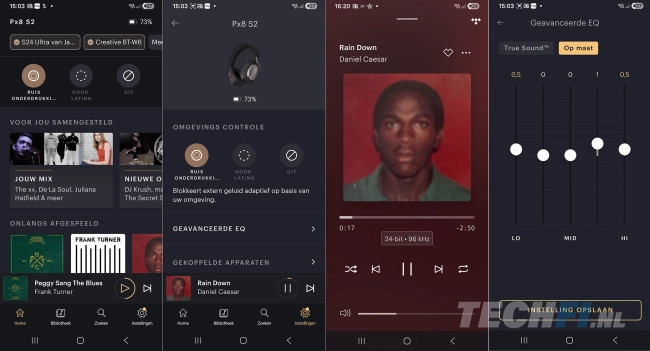 Bowers & Wilkins Music-app met Px8 S2