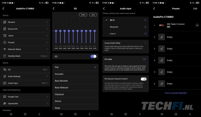 Audio Pro W-app bij de C10 MkII W