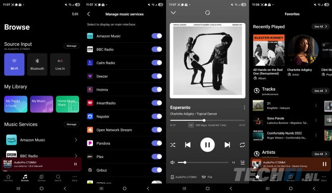 Audio Pro W-app bij de C10 MkII W
