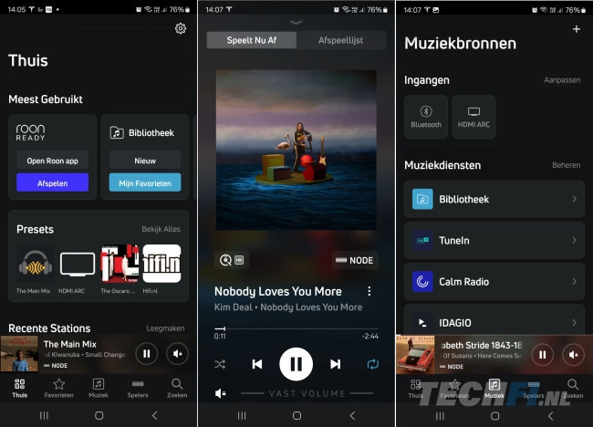 De BluOS-app op een smartphone