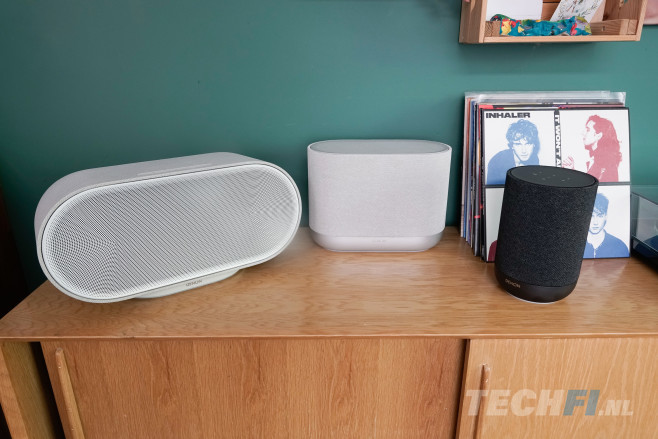 Deze drie Denon Home speakers zijn alle in staat om ruimtelijke Dolby Atmos audio weer te geven, maar alleen de Home 400 en 600 doen dat met aparte, omhooggerichte drivers.