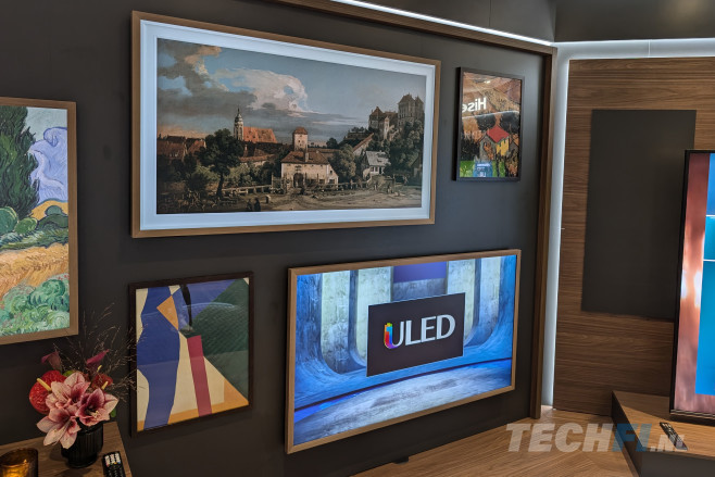 De CanvasTV van Hisense oogt dankzij het gematteeerde paneel als een heus schilderij. Bij sommige werken versterkt een passepartout die indruk nog verder.&nbsp;
