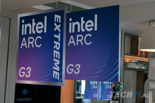 In een hotel suite in Taipei toonde Intel trots hoe ver het is met de ontwikkeling van videokaarten met een presentatie over de Arc G3 processor voor handheld pc's.