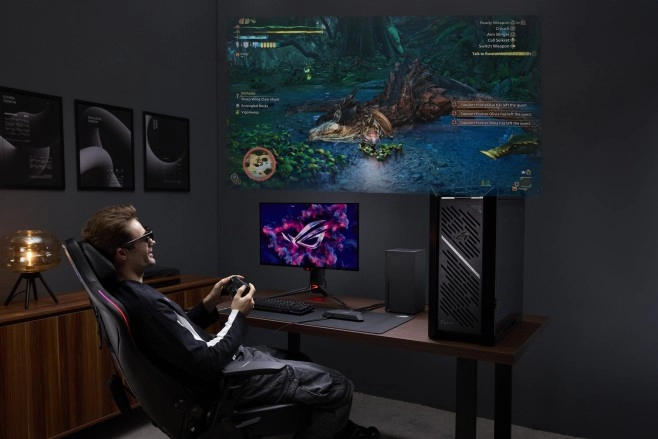 De ROG XREAL R1 is een AR-bril met micro-OLED schermen, die een gigantisch virtueel beeldscherm kan projecteren.