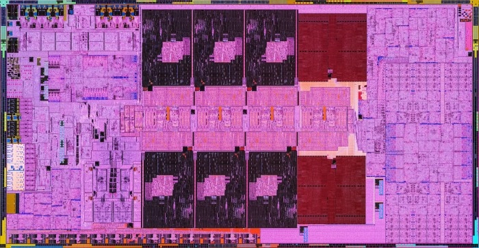 Een die-shot van de Intel 13e generatie Core processor