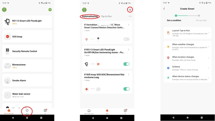 Tuya Smart Basis Smart Regels instellen