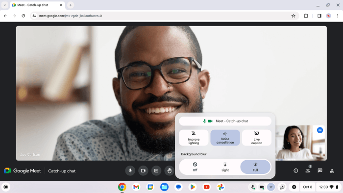 Chromebook Plus Video Controls blur