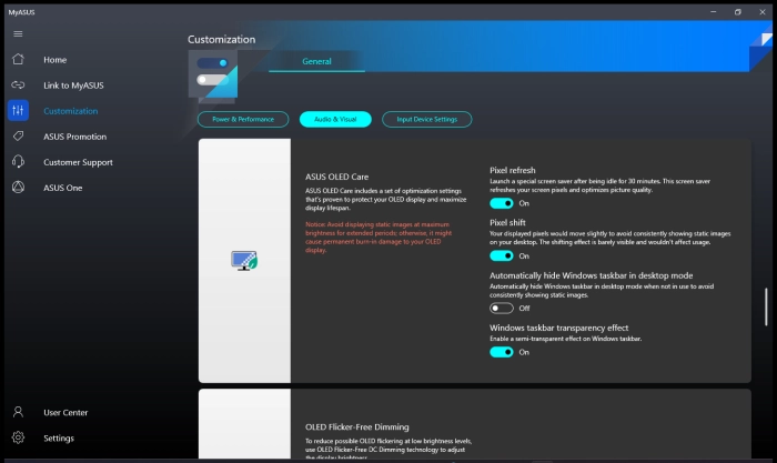 MyASUS OLED Care