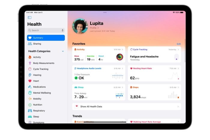 iPadOS 17 Health