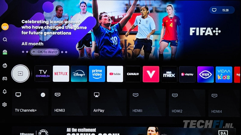 Hisense U7Q Pro - VIDAA U9 ingangselectie