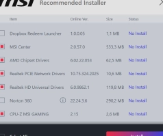MSI Driver Utility Installer verstandige opties